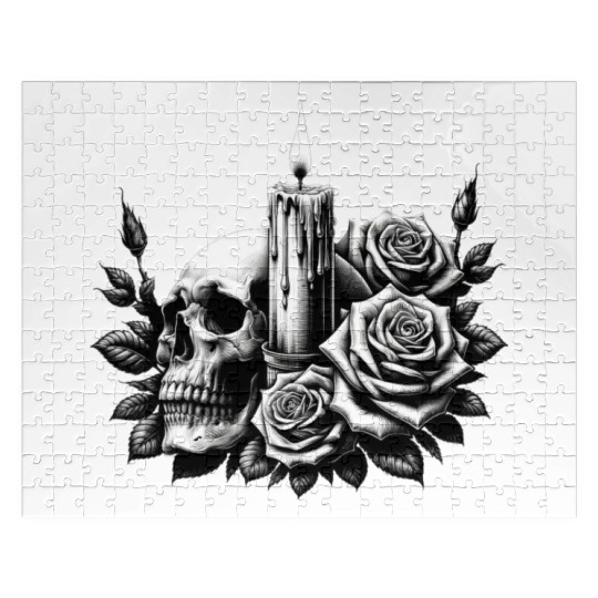 Gothic Skull and Roses Graphic Art Jigsaw Puzzles