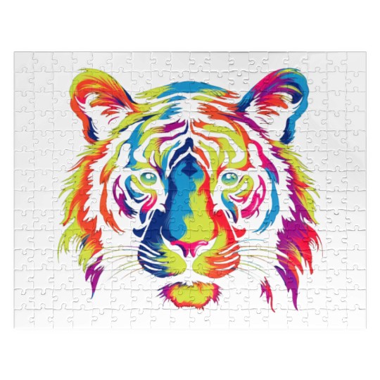 Colorful Modern Rainbow Tiger Jigsaw Puzzles