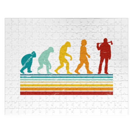 Retro Lumberjack Evolution - From Monkey to Human Jigsaw Puzzles