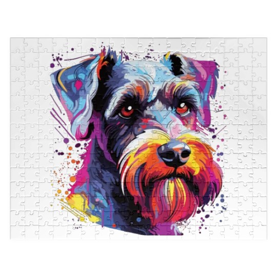 Watercolor Colorful Miniature Schnauzer Jigsaw Puzzles