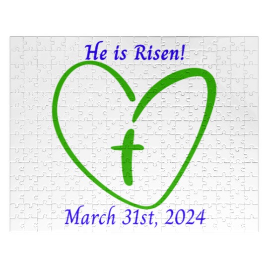 He Is Risen Heart with a Cross; March 31st, 2024 Jigsaw Puzzles