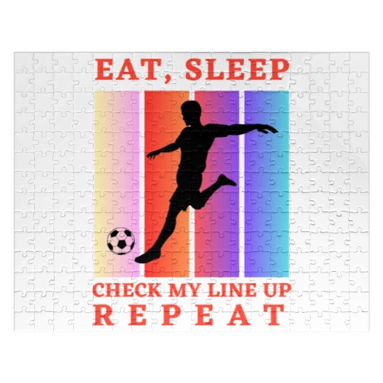 Eat Sleep Check my Lineup Repeat Fantasy Football Jigsaw Puzzles