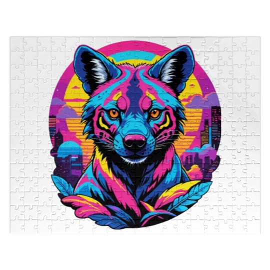 Neon Wild - Urban Hyena Portrait Jigsaw Puzzles