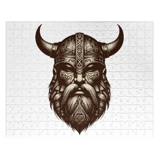 Viking Warrior Engraving Art Jigsaw Puzzles