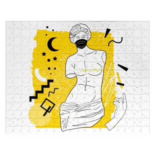 Ancient Greek Statue with Medical Mask T-S Jigsaw Puzzles