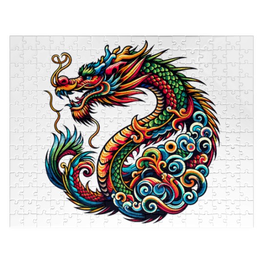 Dragon Tattoo Tribal Chinese Zodiac Jigsaw Puzzles