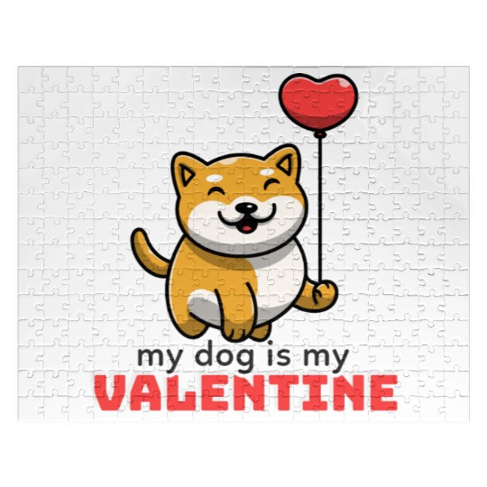 My dog is my valentine, funny cute valentine's day Jigsaw Puzzles