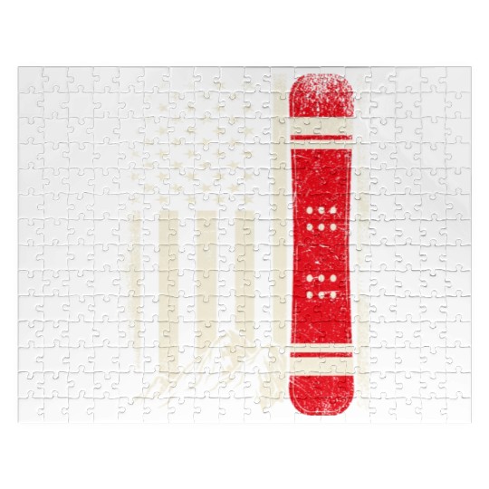 Snowboarding 4th of July Distressed USA Flag Jigsaw Puzzles