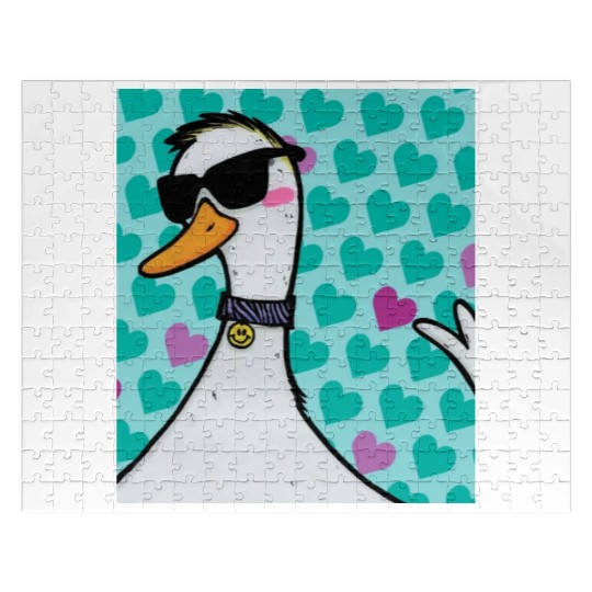 90s Raver Cartoon Duck, Party Animal, Kids Room Jigsaw Puzzles