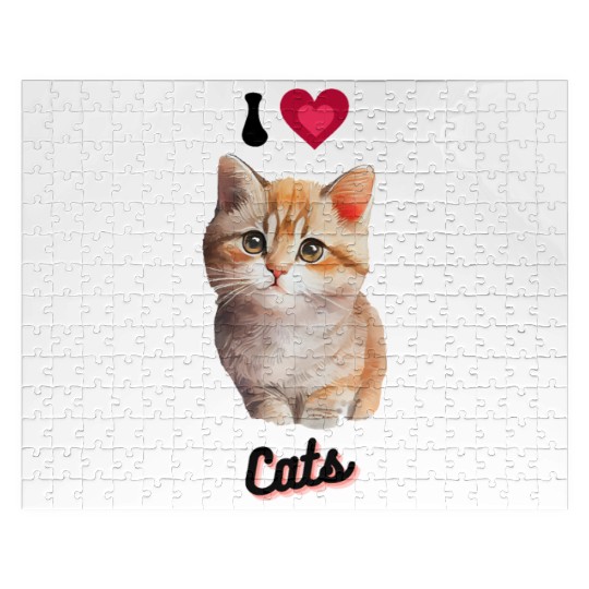 I love Cats design, cool cute gift idea for girls Jigsaw Puzzles