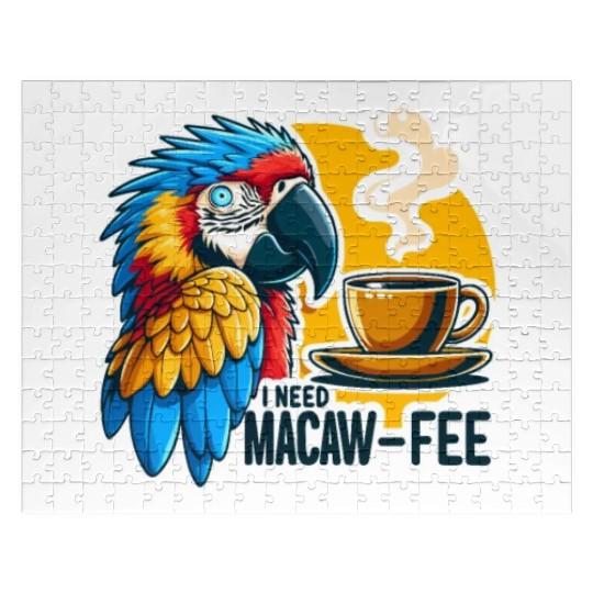 Blue Gold Macaw Macaw-Fee Coffee Lover Jigsaw Puzzles
