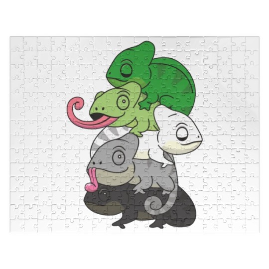 Aromantic Flag Pride Lgbtq Cute Chameleon Pile Jigsaw Puzzles