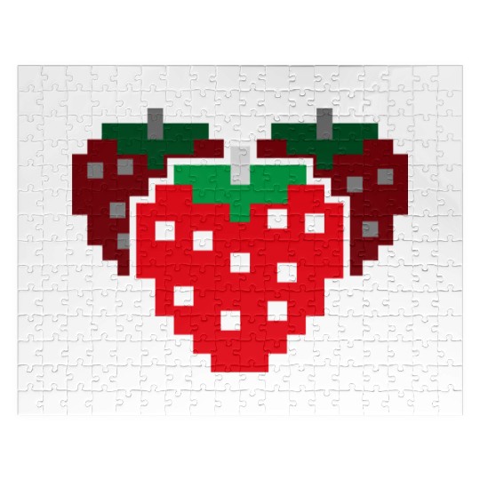 8 Bit Pixel Strawberry 80s Video Game 100 Days of Jigsaw Puzzles