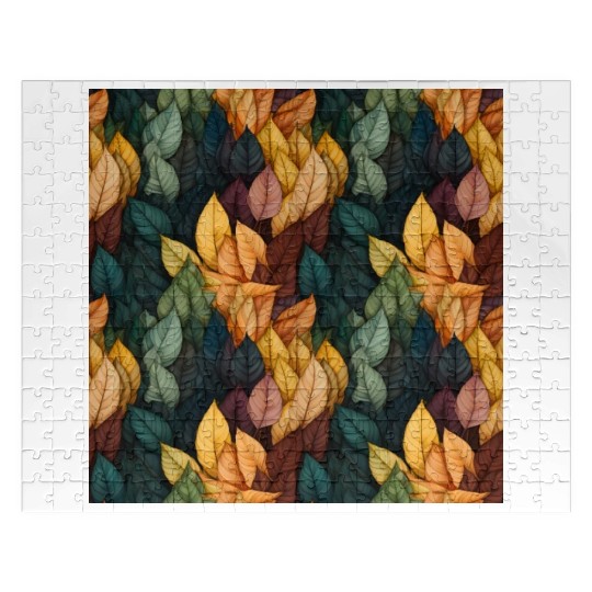 Colorful Fall Leaves Pattern Jigsaw Puzzles