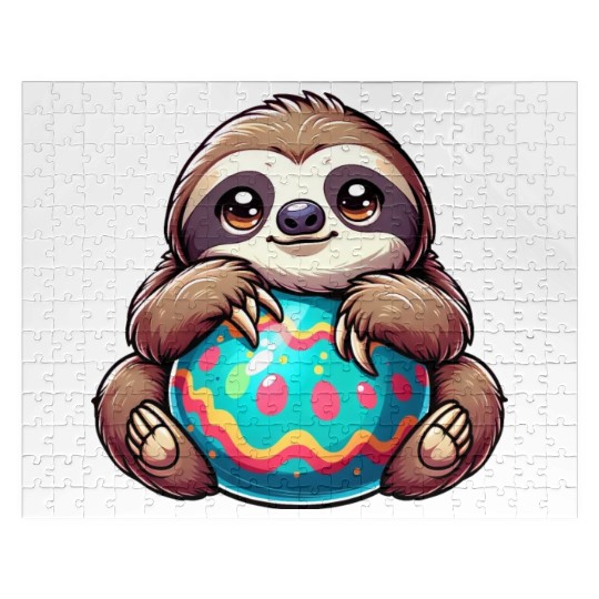 Easter Sloth: Embrace and Easter Egg Jigsaw Puzzles