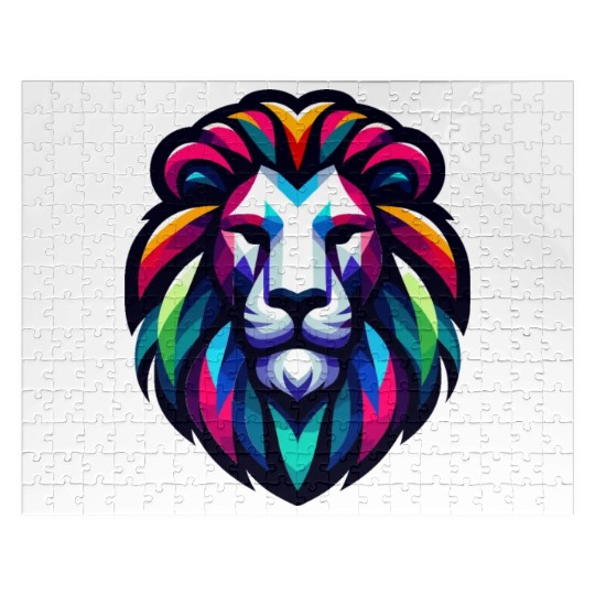 Vibrant Spectrum Lion - Abstract Wildlife Majesty Jigsaw Puzzles