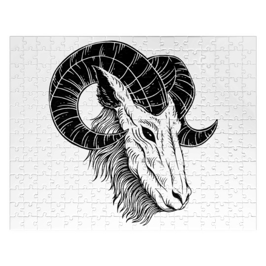 Dark Devil Baphomet Goat Head Jigsaw Puzzles