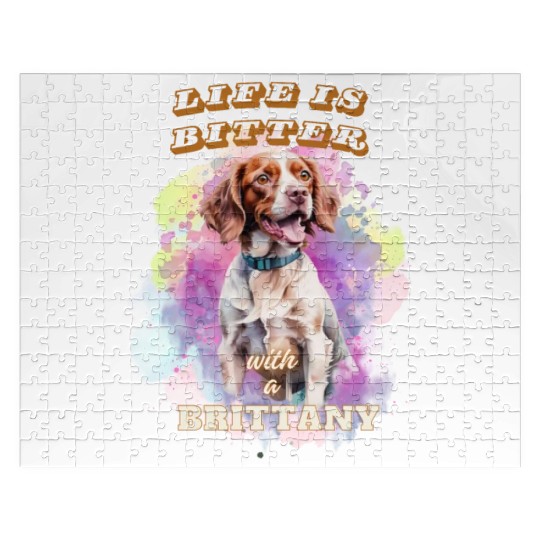 Surrealism Starry Night Brittany Spaniel Dog Jigsaw Puzzles