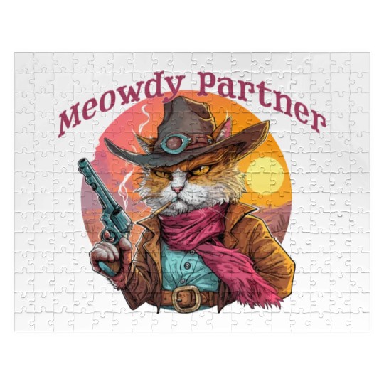 Purrfect Outlaw Showdown - Meowdy Partner Jigsaw Puzzles