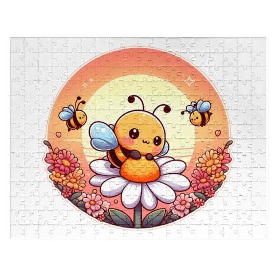 cute kawaii bee on flower Jigsaw Puzzles