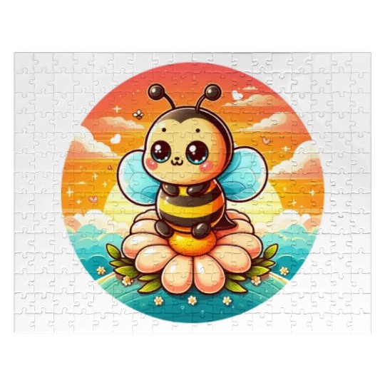 cute kawaii bee on flower Jigsaw Puzzles