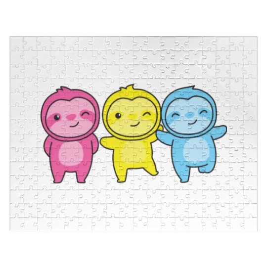 Pansexual Flag Pride Lgbtq Cute Sloth Jigsaw Puzzles