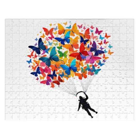 Skydiver in a Parachute of Butterflies Jigsaw Puzzles