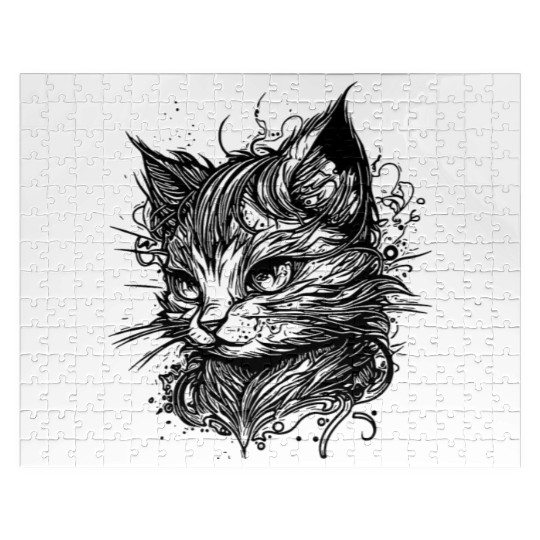 Cuddly Little Space Cat In Vintage Style Jigsaw Puzzles