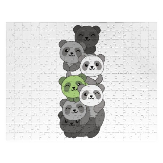 Agender Flag Pride Lgbtq Cute Panda Stack Jigsaw Puzzles