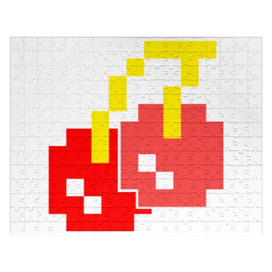 8 Bit Pixel Cherries 80s Video Game Halloween Jigsaw Puzzles