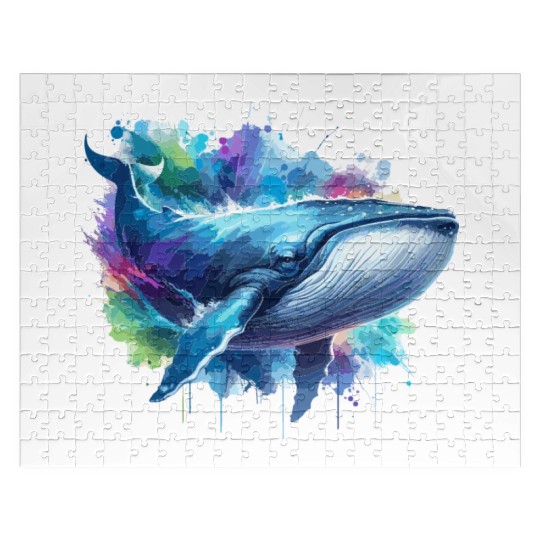 Blue Whale Colourful background Jigsaw Puzzles