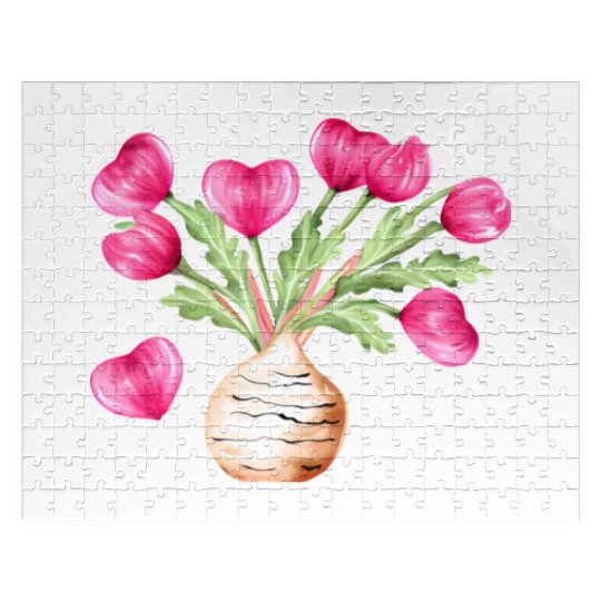 Turnip Love Bouquet Heart Flowers Valentine's Day Jigsaw Puzzles