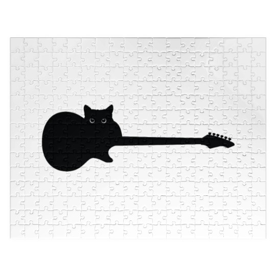Cat Playing Acoustic Guitar Cool Musician Guitaris Jigsaw Puzzles