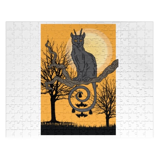 Cat Full Moon Cat Parent Gift Jigsaw Puzzles
