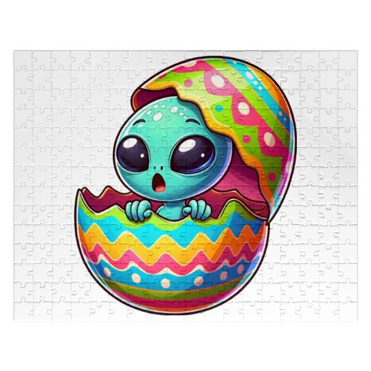 Colorful Alien Easter Egg Hatch Design Jigsaw Puzzles