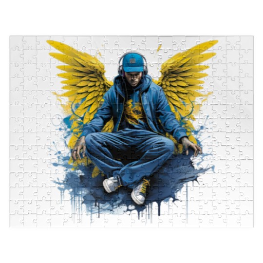 Urban Angel Wings DJ Graphic Stylish Streetwear Jigsaw Puzzles