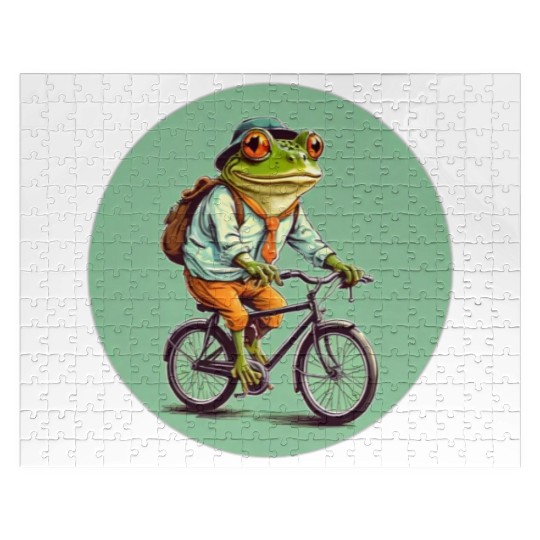 Frog Riding Bike Jigsaw Puzzles