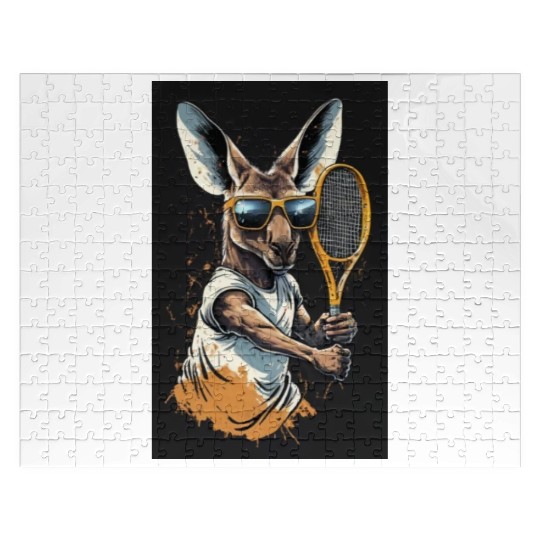 Kangaroo play tennis Jigsaw Puzzles
