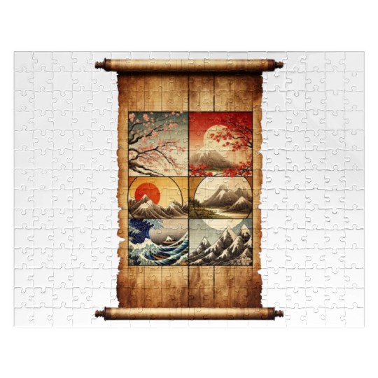Winter Autumn Season Scenery Papyrus Scroll Jigsaw Puzzles