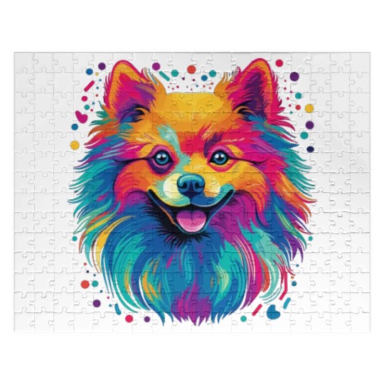 Watercolor Colorful Pomeranian Jigsaw Puzzles