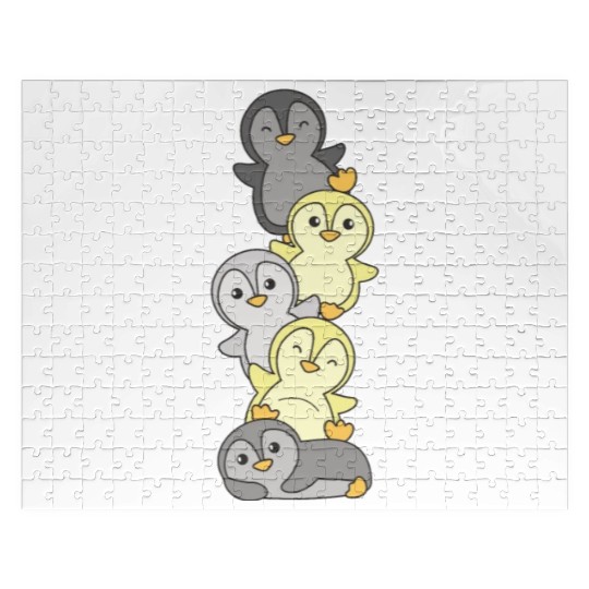 Perigender Flag Pride Lgbtq Cute Penguin Stack Jigsaw Puzzles