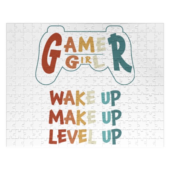 Gamer Girl Wake Up Make Up Level Up Jigsaw Puzzles