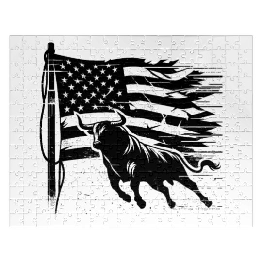 Rodeo Bull Riding Livestock Show Farmer Cattle Jigsaw Puzzles