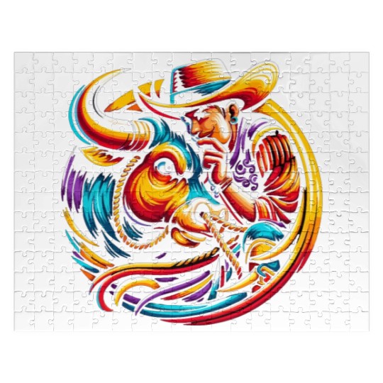 Rodeo Bull Riding Livestock Show Farmer Cattle Jigsaw Puzzles