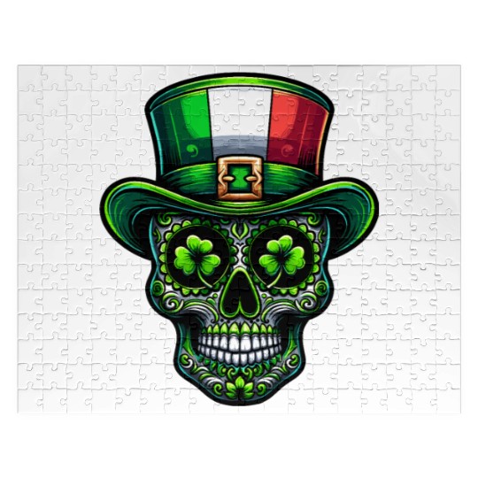 St Patricks Day Irish Sugar Skull Day Of Dead Jigsaw Puzzles
