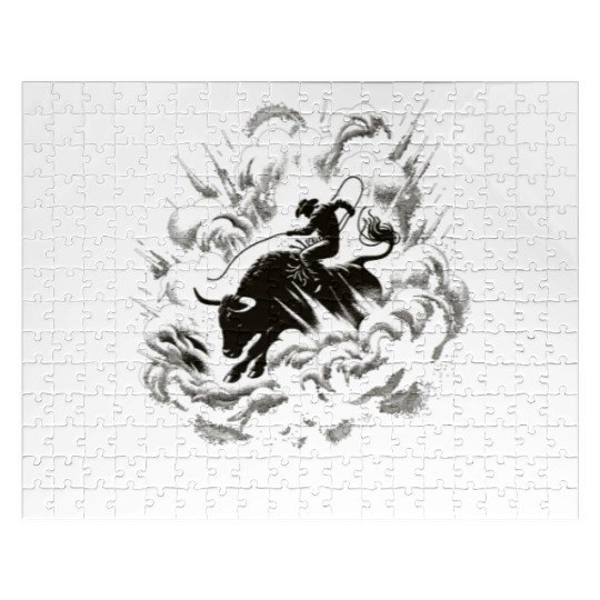 Rodeo Bull Riding Livestock Show Farmer Cattle Jigsaw Puzzles