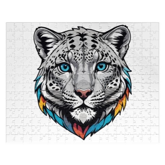 Majestic Snow Leopard Portrait - Exotic Wildlife Jigsaw Puzzles