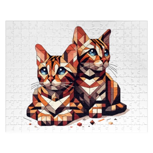 Bengal Kittens Geometric Shape Jigsaw Puzzles