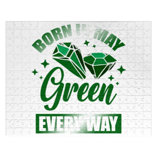 Born In May Green Emerald Birthstone Gemstone Jigsaw Puzzles