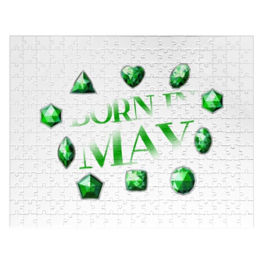 Born In May Green Emerald Birthstone Gemstone Jigsaw Puzzles
